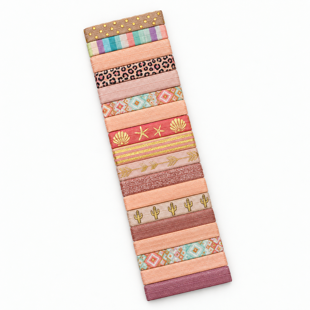 Haarband Sets in Peach, Koralle & bunten Mustern