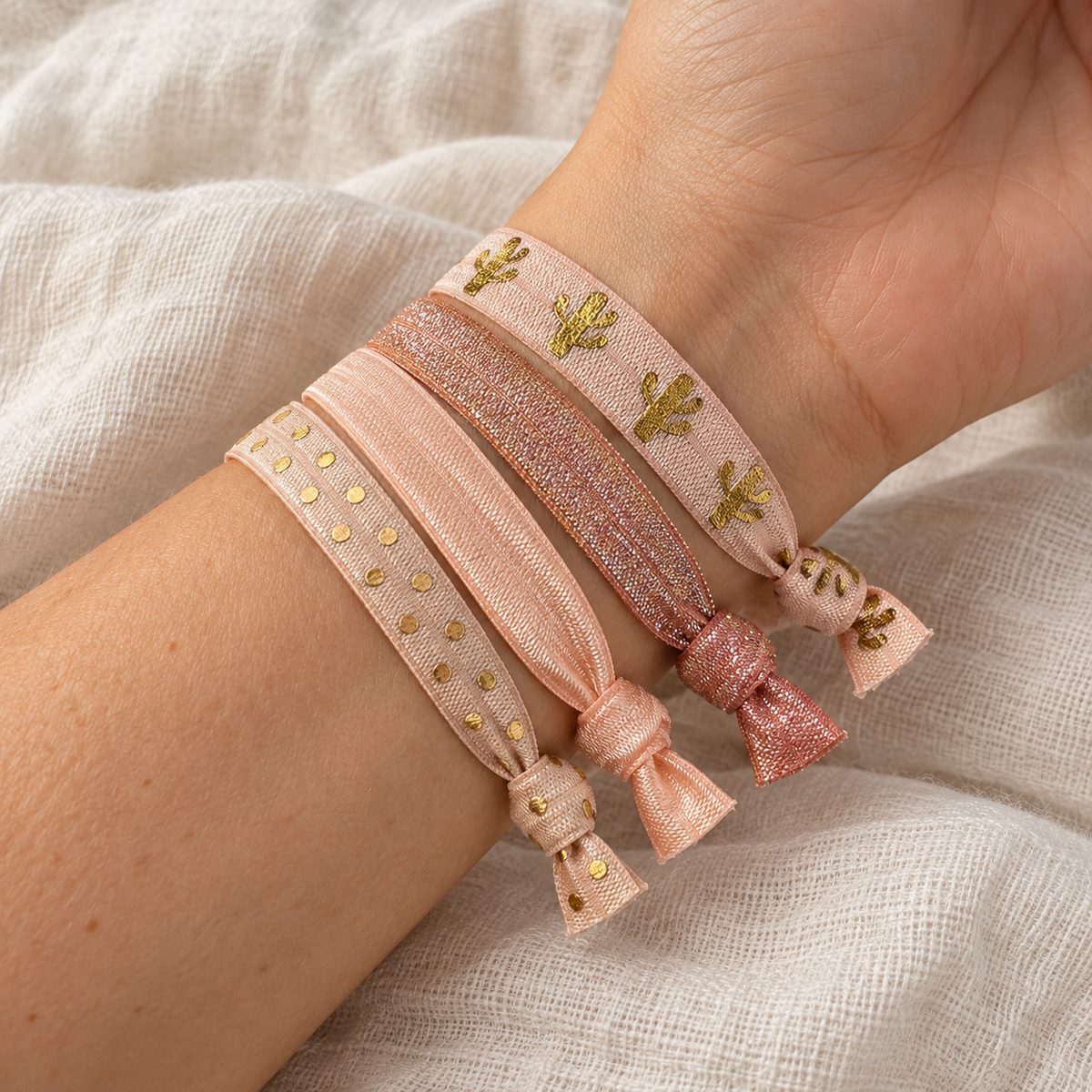 Haarband Sets in Peach, Koralle & bunten Mustern