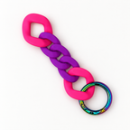 Neon-Schlüsselanhänger mit Chunky-Kette und Regenbogen-Karabiner