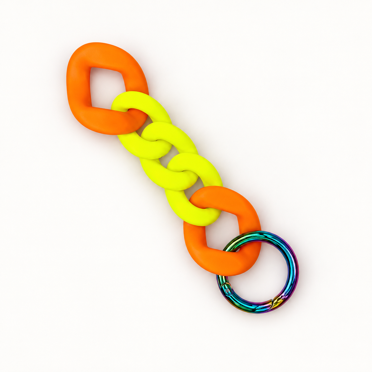 Neon-Schlüsselanhänger mit Chunky-Kette und Regenbogen-Karabiner