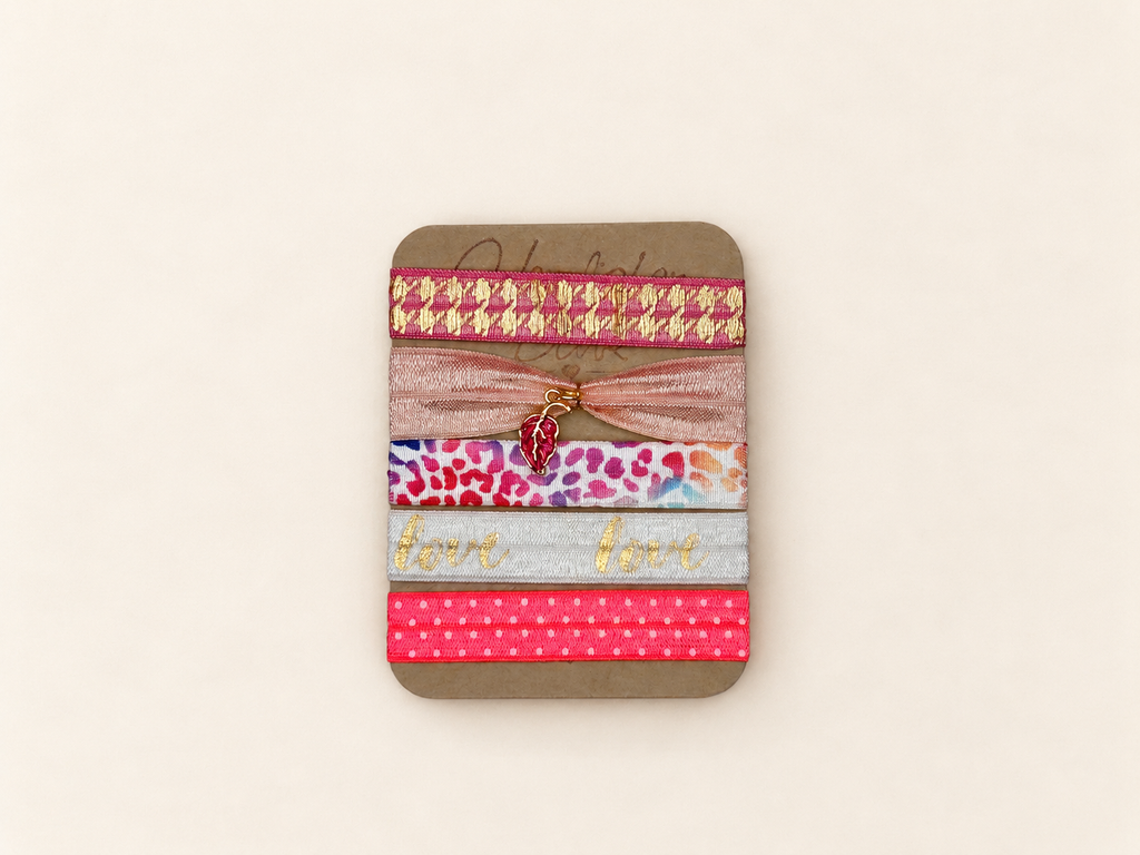 Haarband Sets in Peach, Koralle & bunten Mustern
