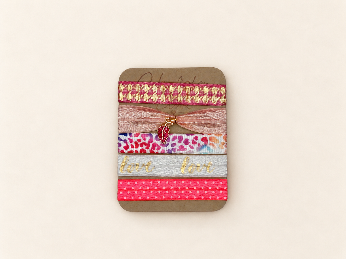 Haarband Sets in Peach, Koralle & bunten Mustern
