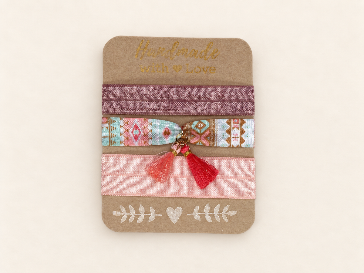 Haarband Sets in Peach, Koralle & bunten Mustern